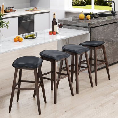 Swivel Bar Stools Set of 2, Padded Seat with Footrest, Brown Bar Stools at Gallery Canada