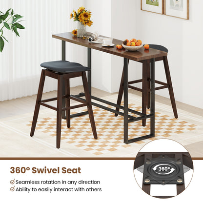 Swivel Bar Stools Set of 2, Padded Seat with Footrest, Brown Bar Stools at Gallery Canada