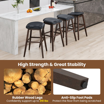 Swivel Bar Stools Set of 2, Padded Seat with Footrest, Brown Bar Stools at Gallery Canada