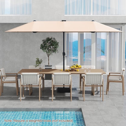 13 FT Patio Umbrella With LED Solar Lights, Crank Handle, Beige Outdoor Umbrellas at Gallery Canada