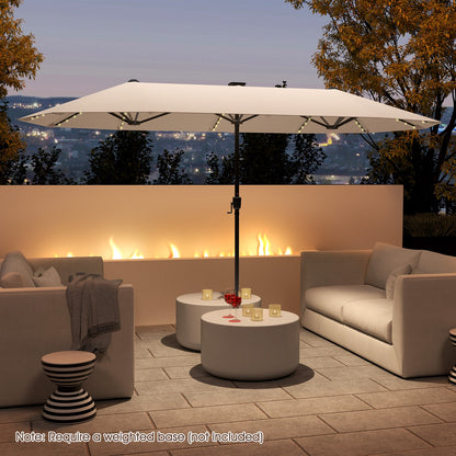 13 FT Patio Umbrella With LED Solar Lights, Crank Handle, Beige Outdoor Umbrellas at Gallery Canada