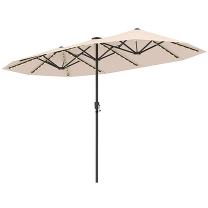 13 FT Patio Umbrella With LED Solar Lights, Crank Handle, Beige Outdoor Umbrellas at Gallery Canada
