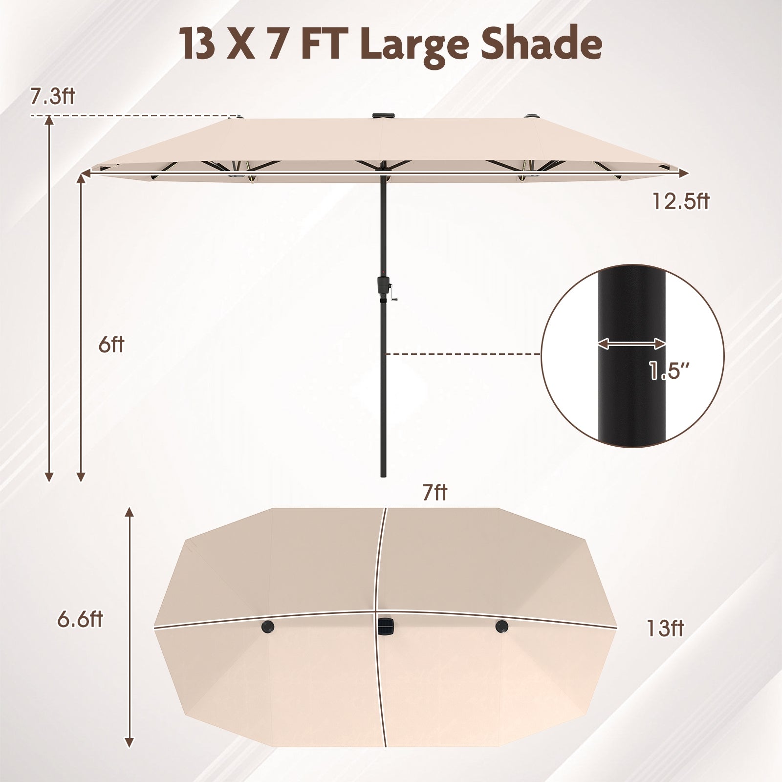 13 FT Patio Umbrella With LED Solar Lights, Crank Handle, Beige Outdoor Umbrellas at Gallery Canada