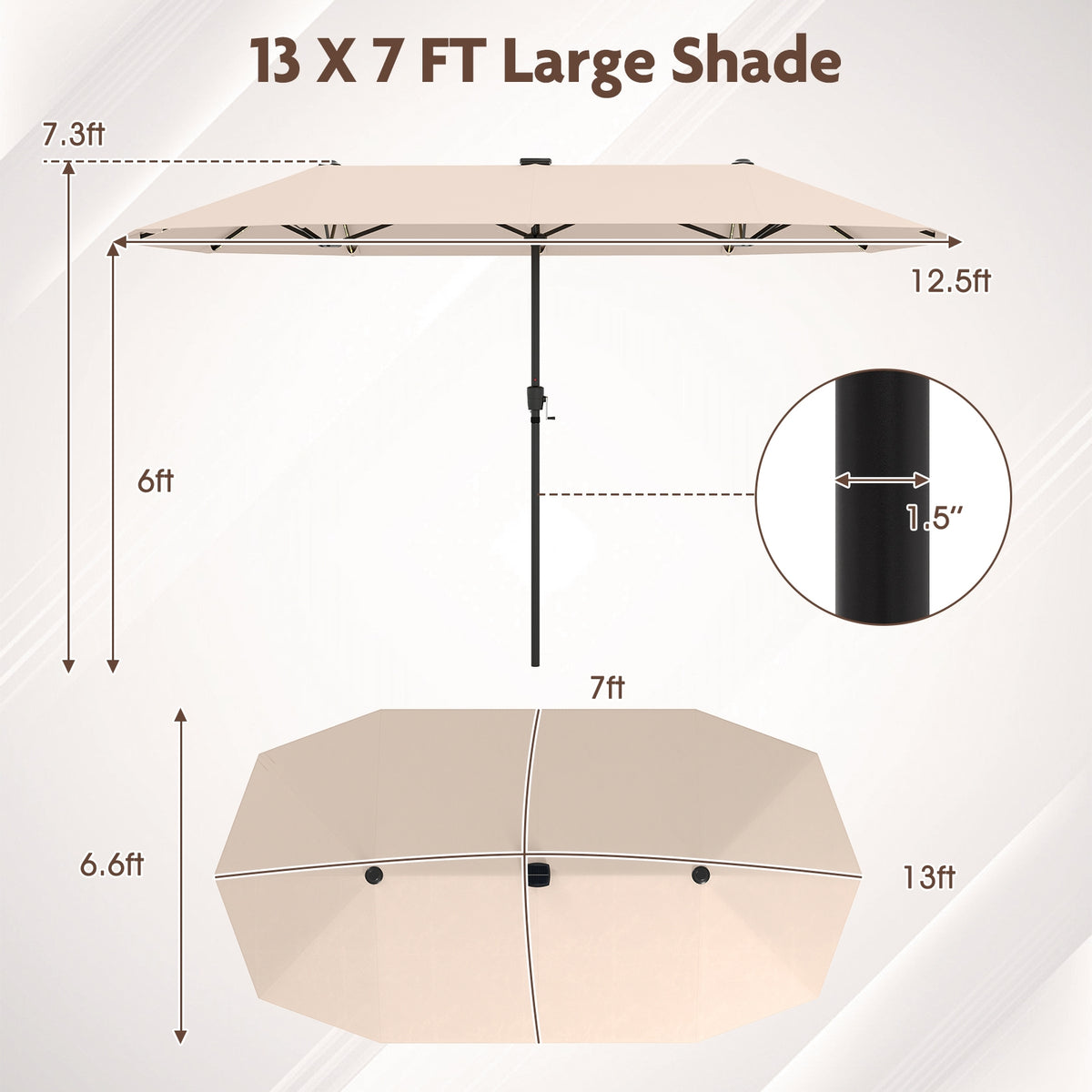 13 FT Patio Umbrella With LED Solar Lights, Crank Handle, Beige Outdoor Umbrellas at Gallery Canada