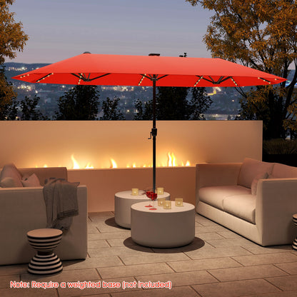 13 FT Patio Umbrella, LED Solar Lights, Crank Handle, Orange Outdoor Umbrellas at Gallery Canada