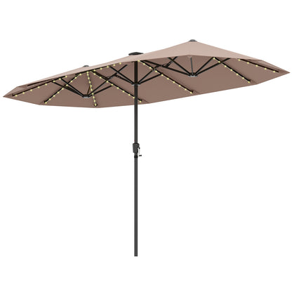 13 FT Patio Umbrella With LED Solar Lights, Crank Handle, Coffee Outdoor Umbrellas at Gallery Canada