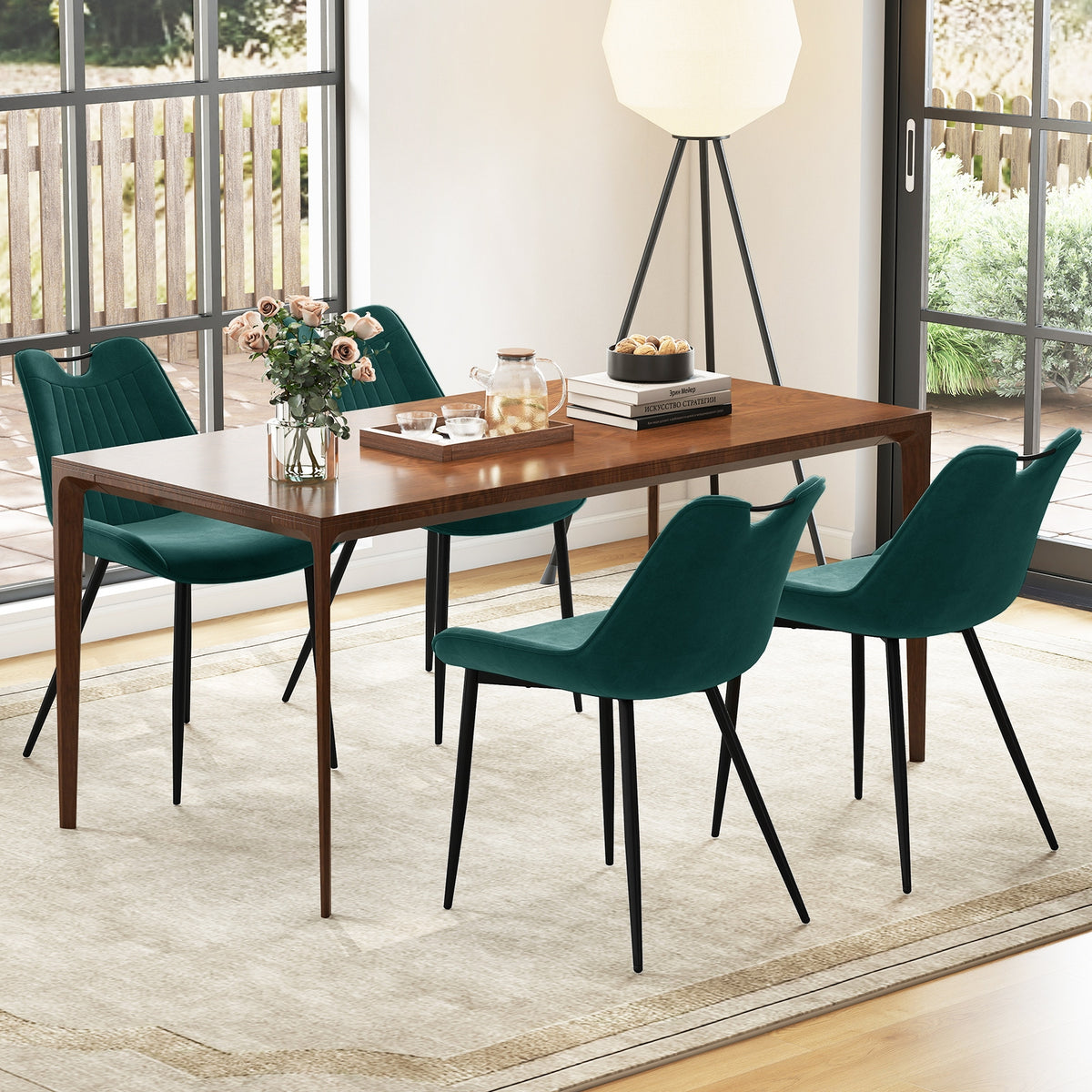 Faux Leather Dining Chair Set, 4 Kitchen Chairs, Metal Legs, Turquoise Dining Chairs at Gallery Canada