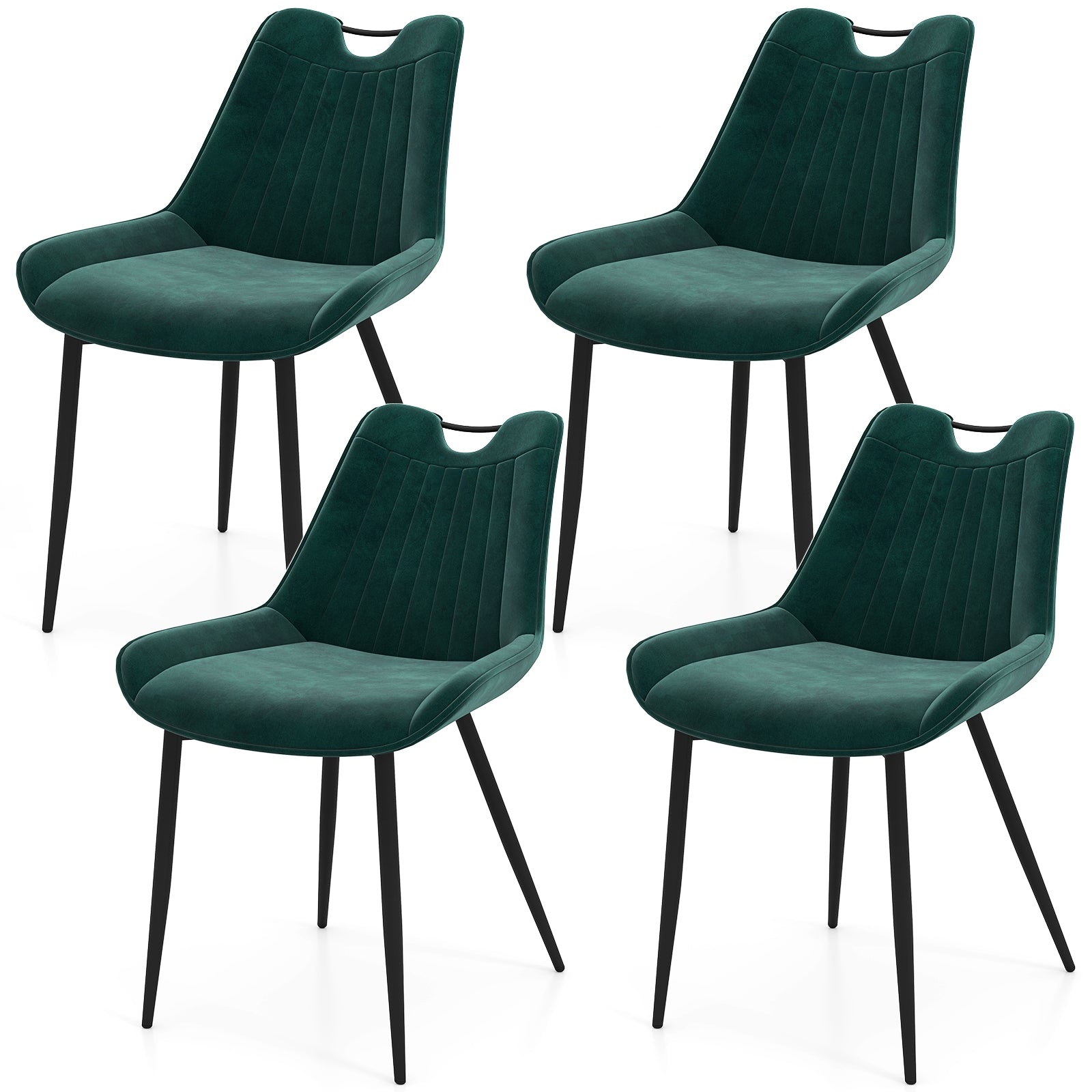 Faux Leather Dining Chair Set, 4 Kitchen Chairs, Metal Legs, Turquoise Dining Chairs at Gallery Canada