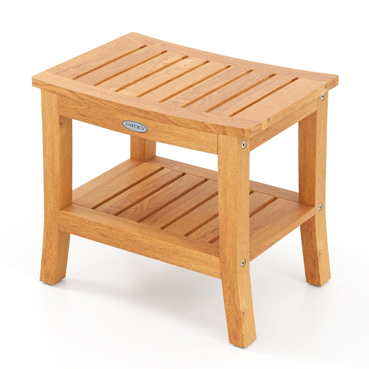 20 Inch Non-Slip Shower Bench, Storage Shelf, Curved Top, Natural Bath Safety Natural at Gallery Canada