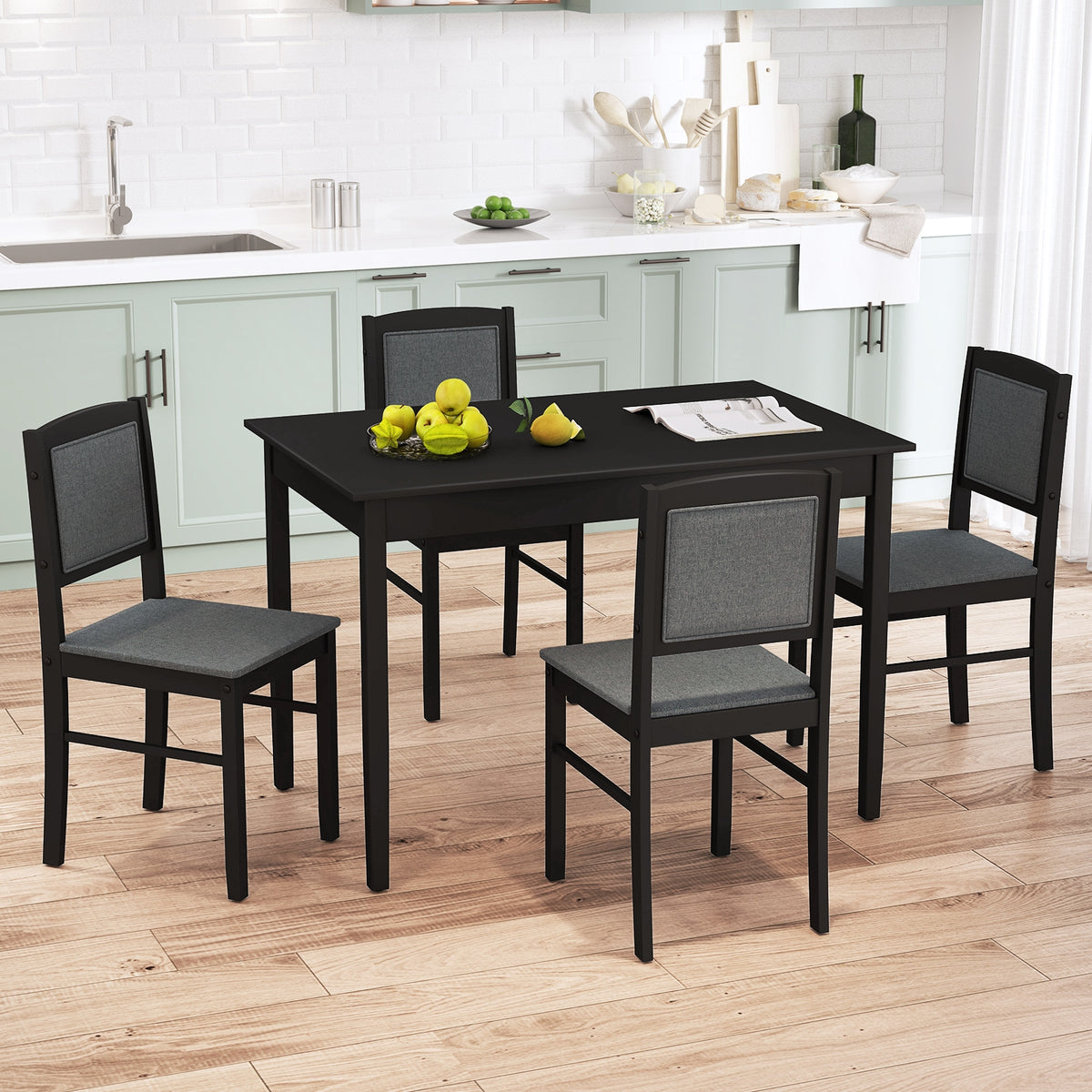 5-Piece Dining Set for 4 with Rubber Wood Legs for Small Dining Room, Gray Dining Room Sets at Gallery Canada