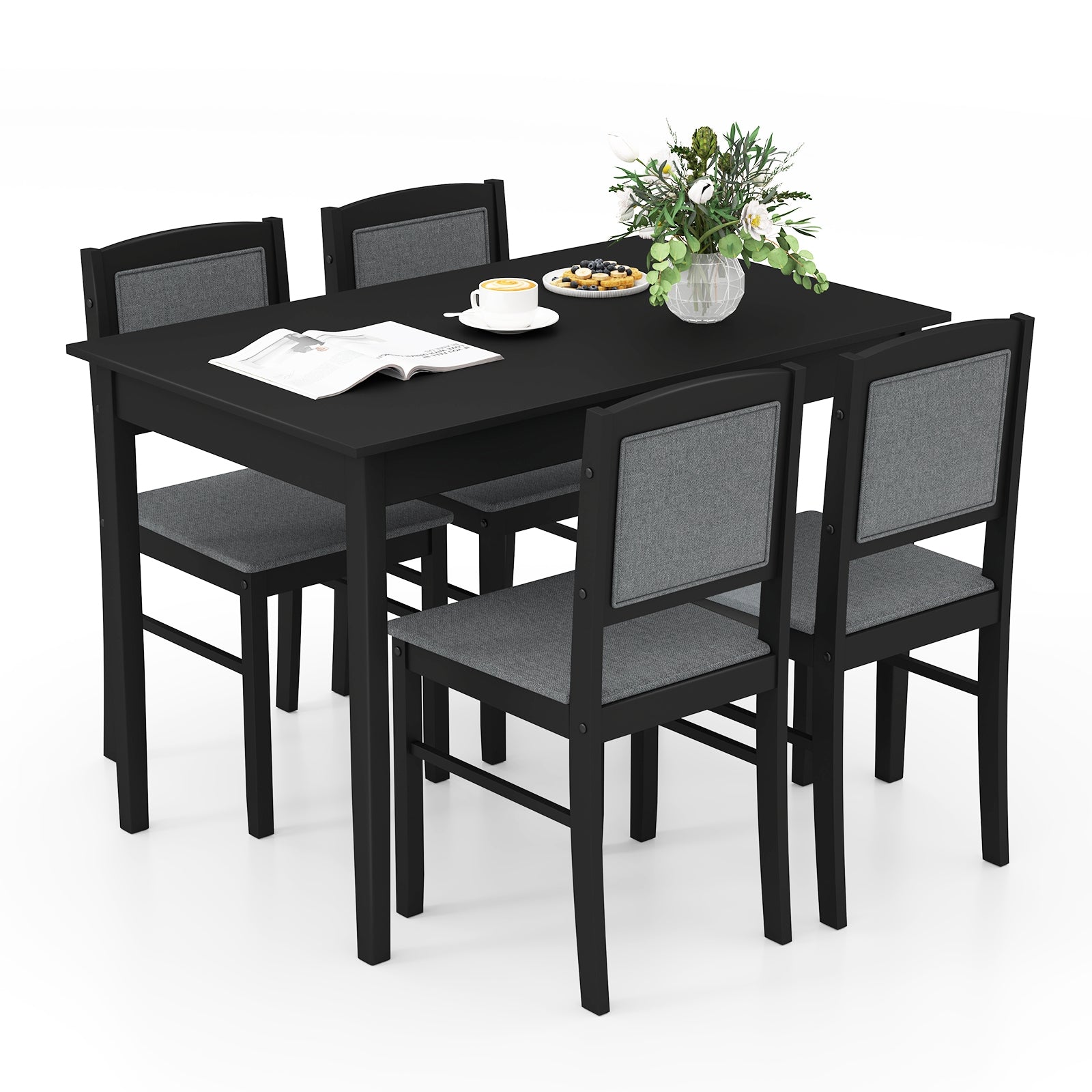 5-Piece Dining Set for 4 with Rubber Wood Legs for Small Dining Room, Gray Dining Room Sets at Gallery Canada