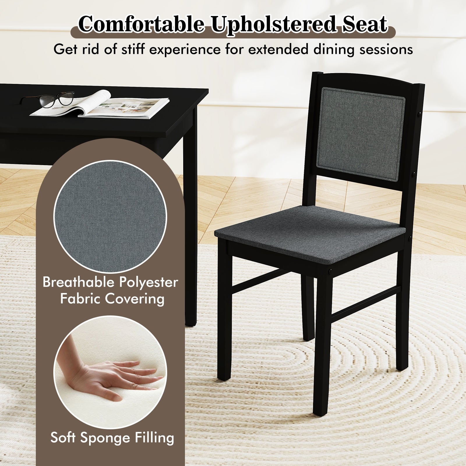 5-Piece Dining Set for 4 with Rubber Wood Legs for Small Dining Room, Gray Dining Room Sets at Gallery Canada