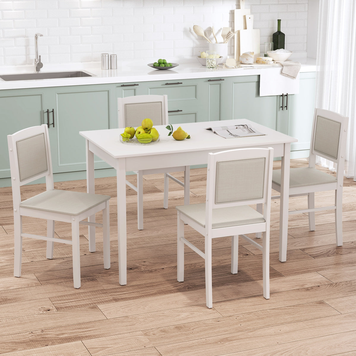 5-Piece Dining Set For 4, Rubber Wood Legs, Beige Dining Room Sets at Gallery Canada