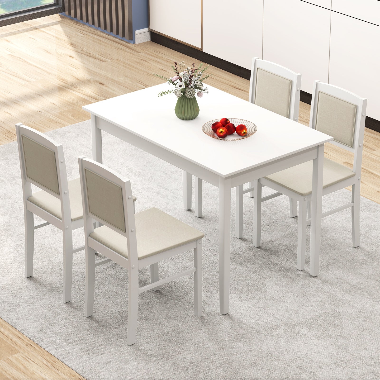 5-Piece Dining Set For 4, Rubber Wood Legs, Beige Dining Room Sets at Gallery Canada