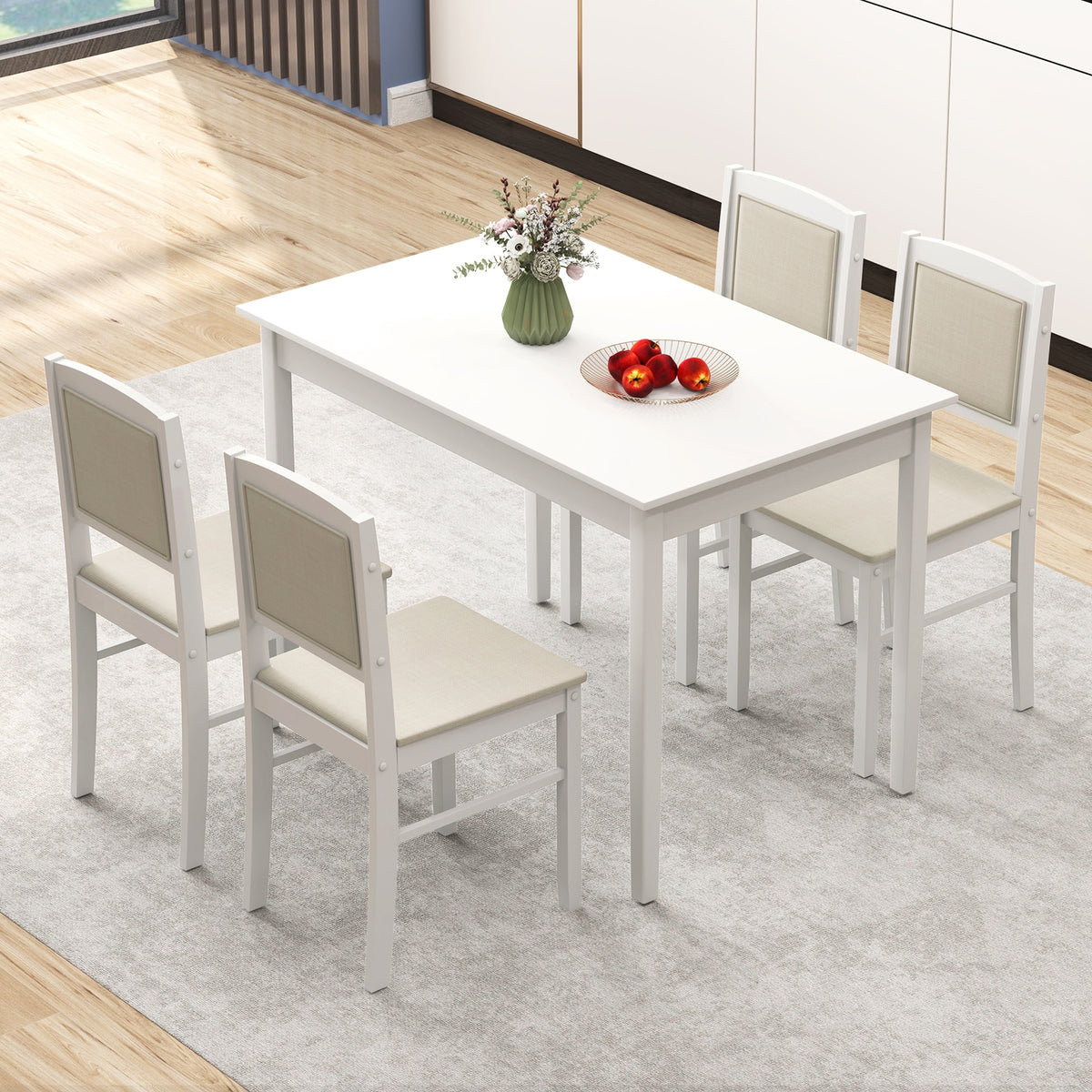 5-Piece Dining Set For 4, Rubber Wood Legs, Beige Dining Room Sets at Gallery Canada