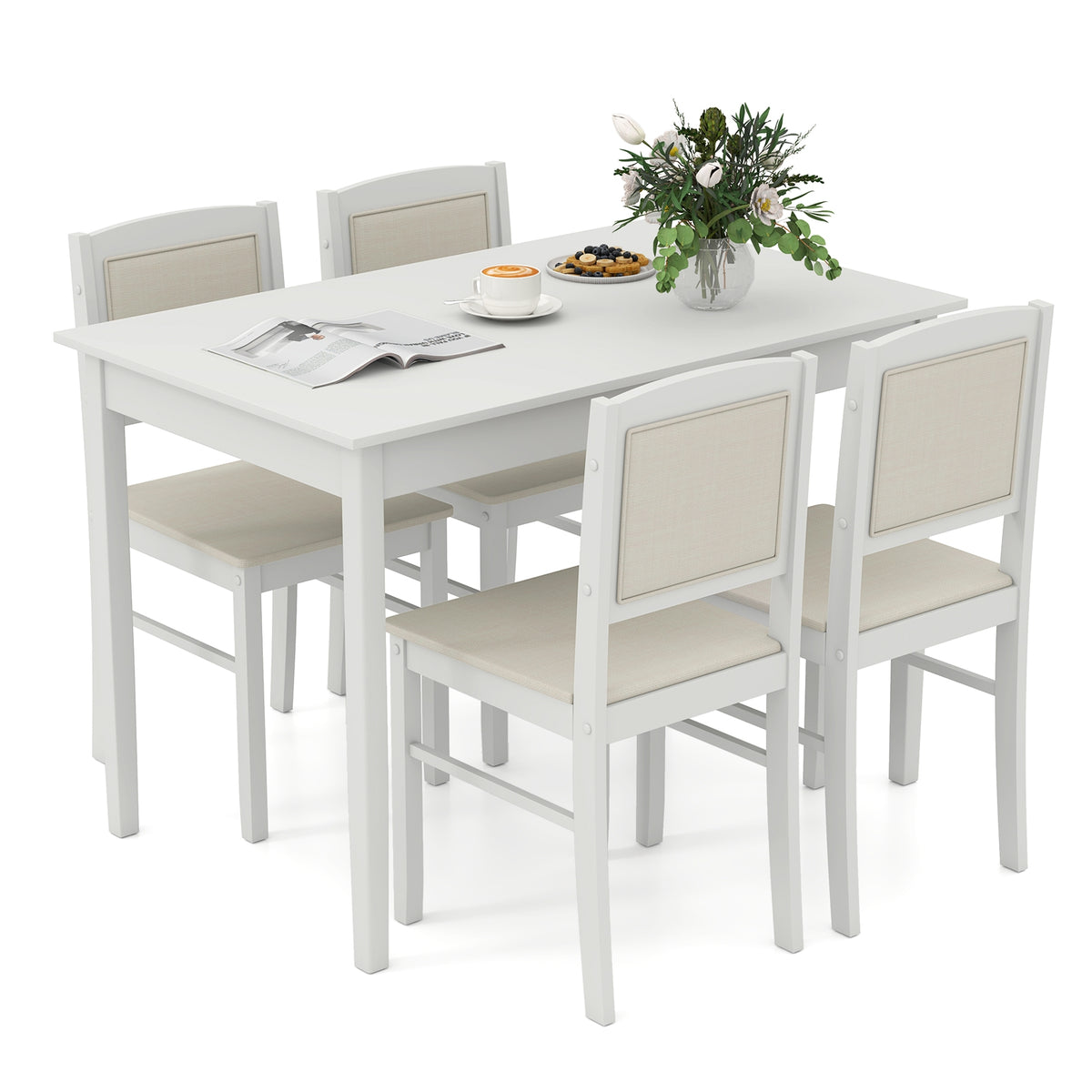 5-Piece Dining Set For 4, Rubber Wood Legs, Beige Dining Room Sets at Gallery Canada