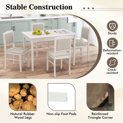 5-Piece Dining Set For 4, Rubber Wood Legs, Beige Dining Room Sets at Gallery Canada
