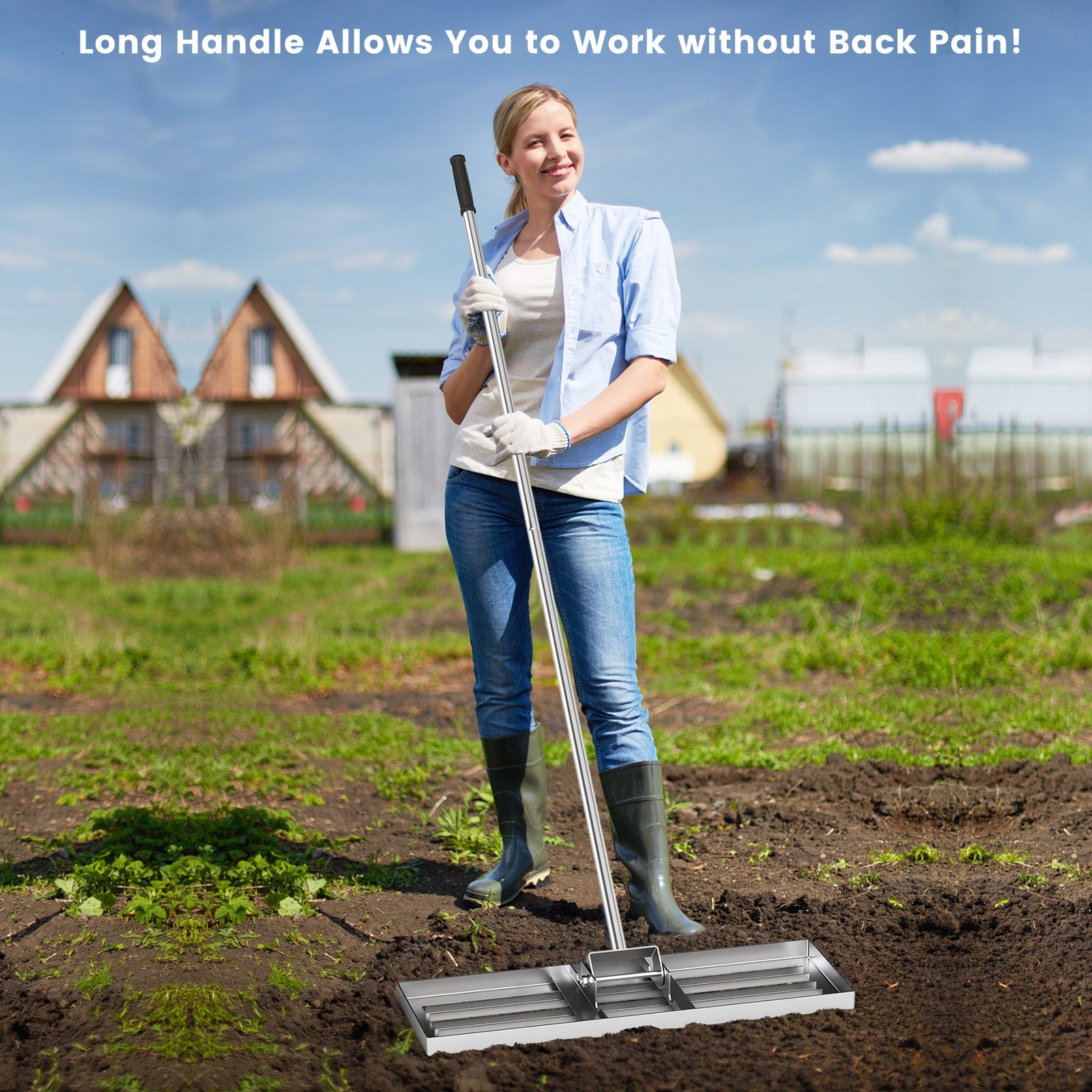 30 x 10 Inch Lawn Leveling Rake, Ergonomic Handle, Silver Lawn Care Tools at Gallery Canada