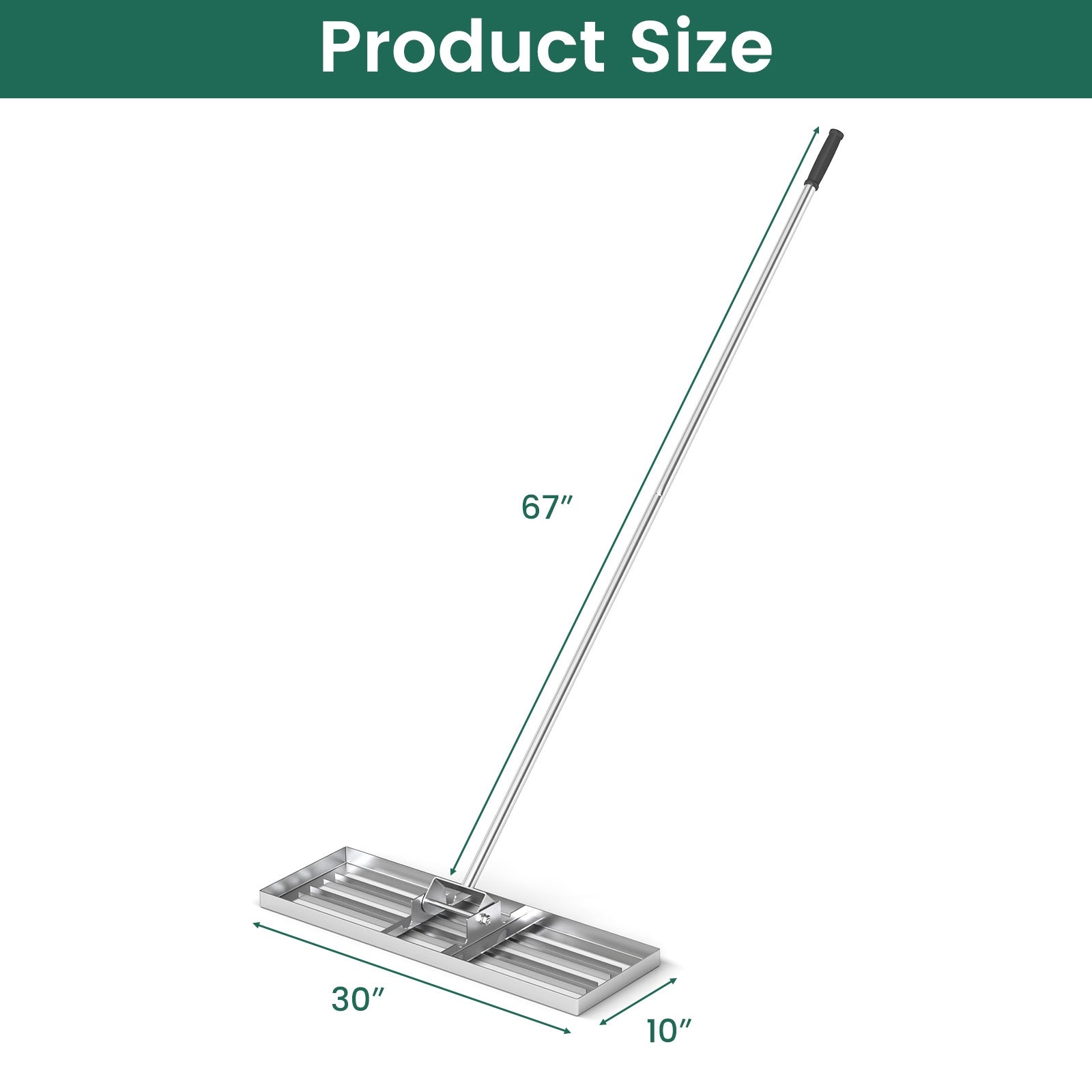 30 x 10 Inch Lawn Leveling Rake, Ergonomic Handle, Silver Lawn Care Tools at Gallery Canada