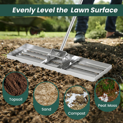30 x 10 Inch Lawn Leveling Rake, Ergonomic Handle, Silver Lawn Care Tools at Gallery Canada