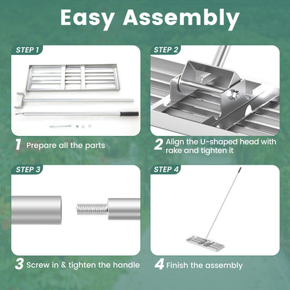 30 x 10 Inch Lawn Leveling Rake, Ergonomic Handle, Silver Lawn Care Tools at Gallery Canada