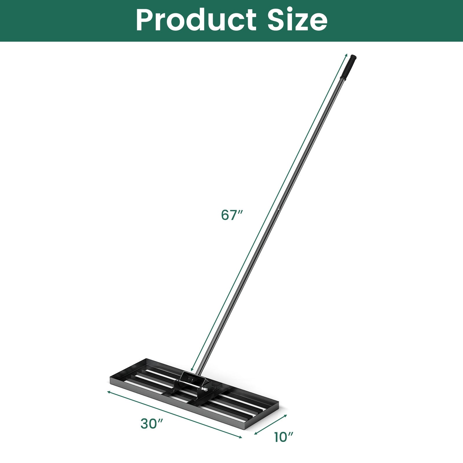 30 x 10 Inch Lawn Leveling Rake, Ergonomic Handle, Black Lawn Care Tools at Gallery Canada