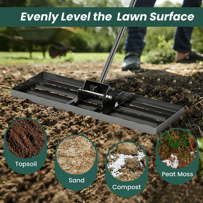 30 x 10 Inch Lawn Leveling Rake, Ergonomic Handle, Black Lawn Care Tools at Gallery Canada