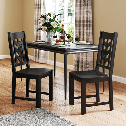 Kitchen Side Dining Chair Set Of 2, Rubber Wood Frame, Black Dining Chairs at Gallery Canada
