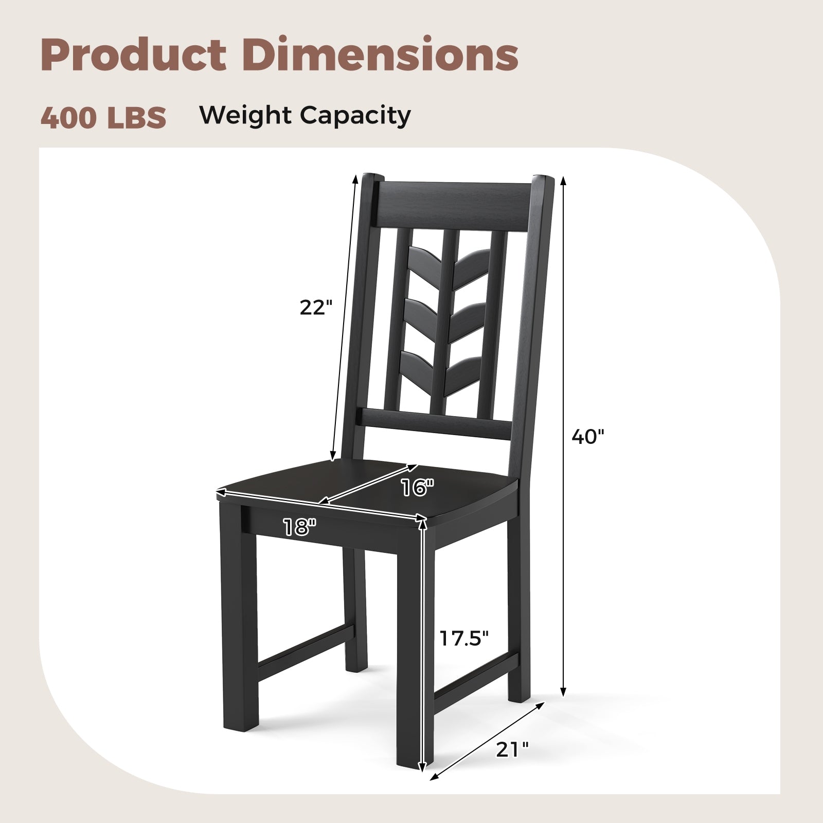 Kitchen Side Dining Chair Set Of 2, Rubber Wood Frame, Black Dining Chairs at Gallery Canada