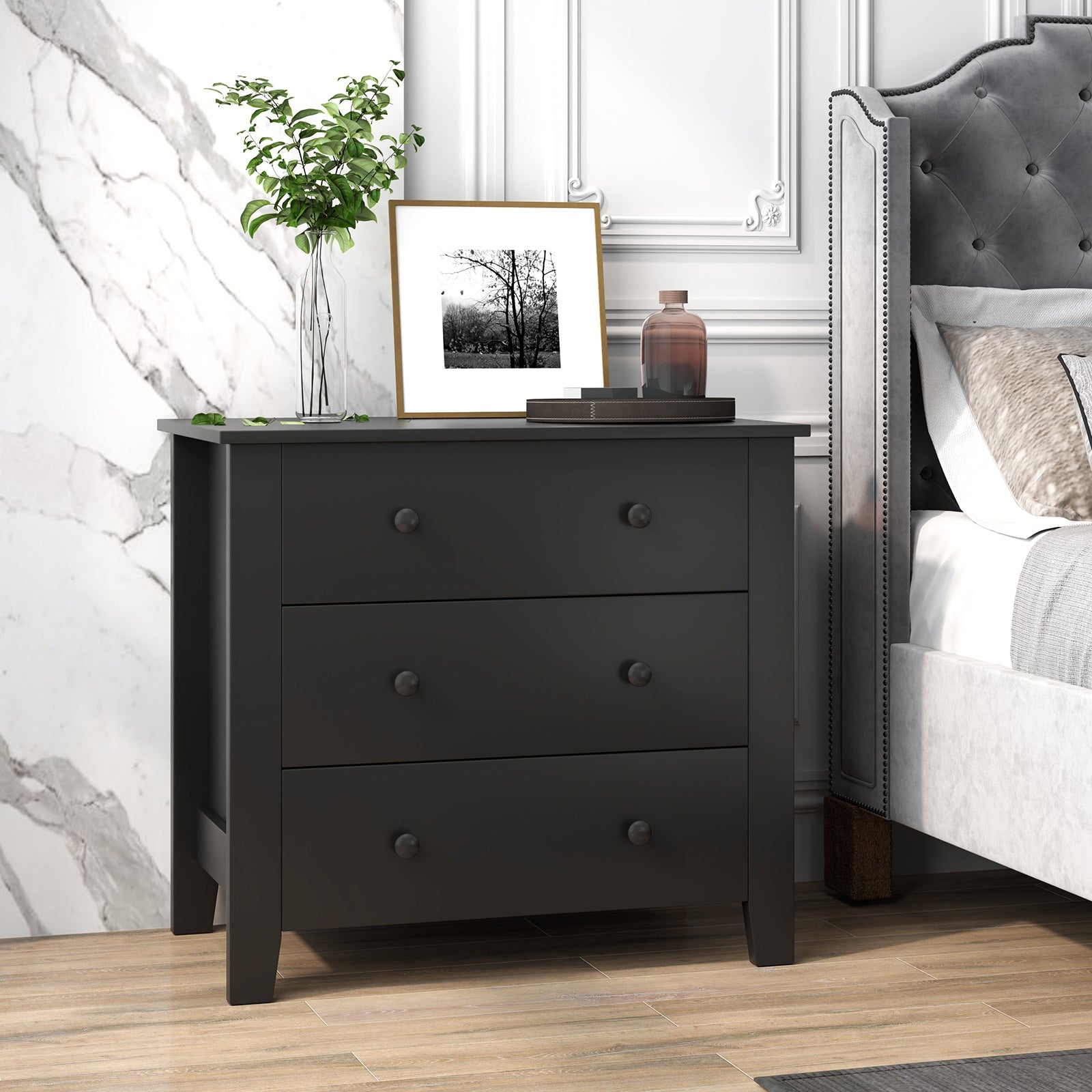 3 Drawer Dresser Chest, Wood Grain, Black Cabinets & Chests at Gallery Canada