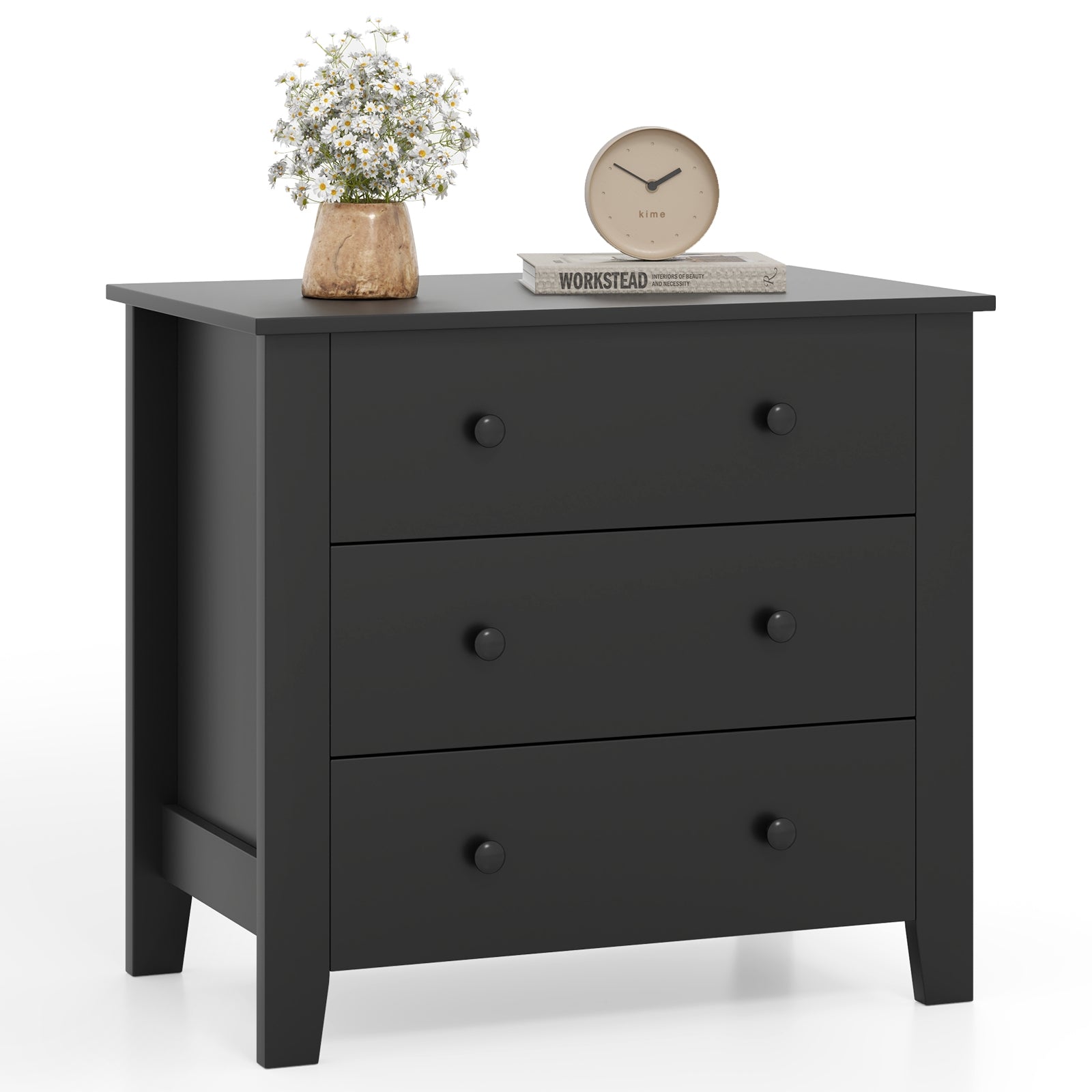 3 Drawer Dresser Chest, Wood Grain, Black Cabinets & Chests at Gallery Canada