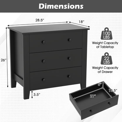 3 Drawer Dresser Chest, Wood Grain, Black Cabinets & Chests at Gallery Canada