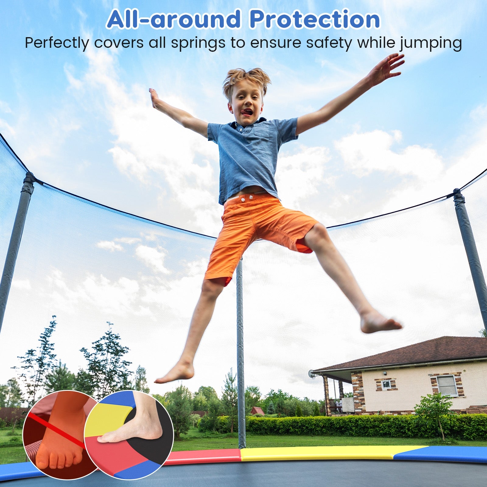 8 Feet Trampoline Pad Replacement, Safety Pad, Fixing Straps, Multicolor Trampoline Accessories at Gallery Canada