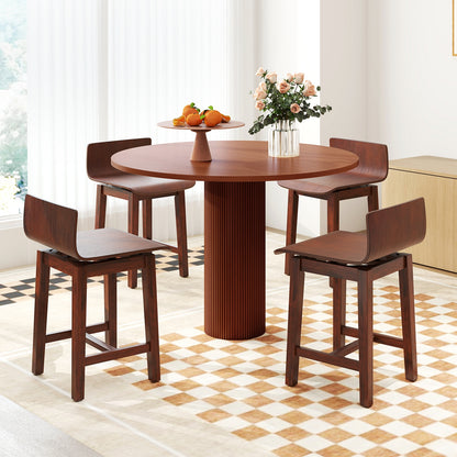 Swivel Dining Chair Set, Low Back Curved Seat, Walnut Dining Chairs at Gallery Canada