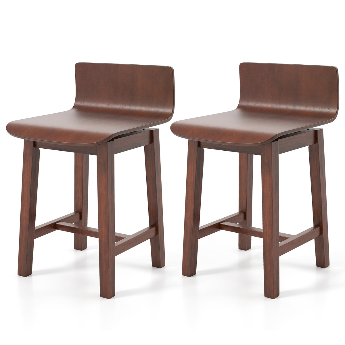 Swivel Dining Chair Set, Low Back Curved Seat, Walnut Dining Chairs Walnut at Gallery Canada