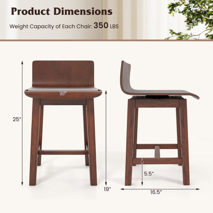 Swivel Dining Chair Set, Low Back Curved Seat, Walnut Dining Chairs at Gallery Canada
