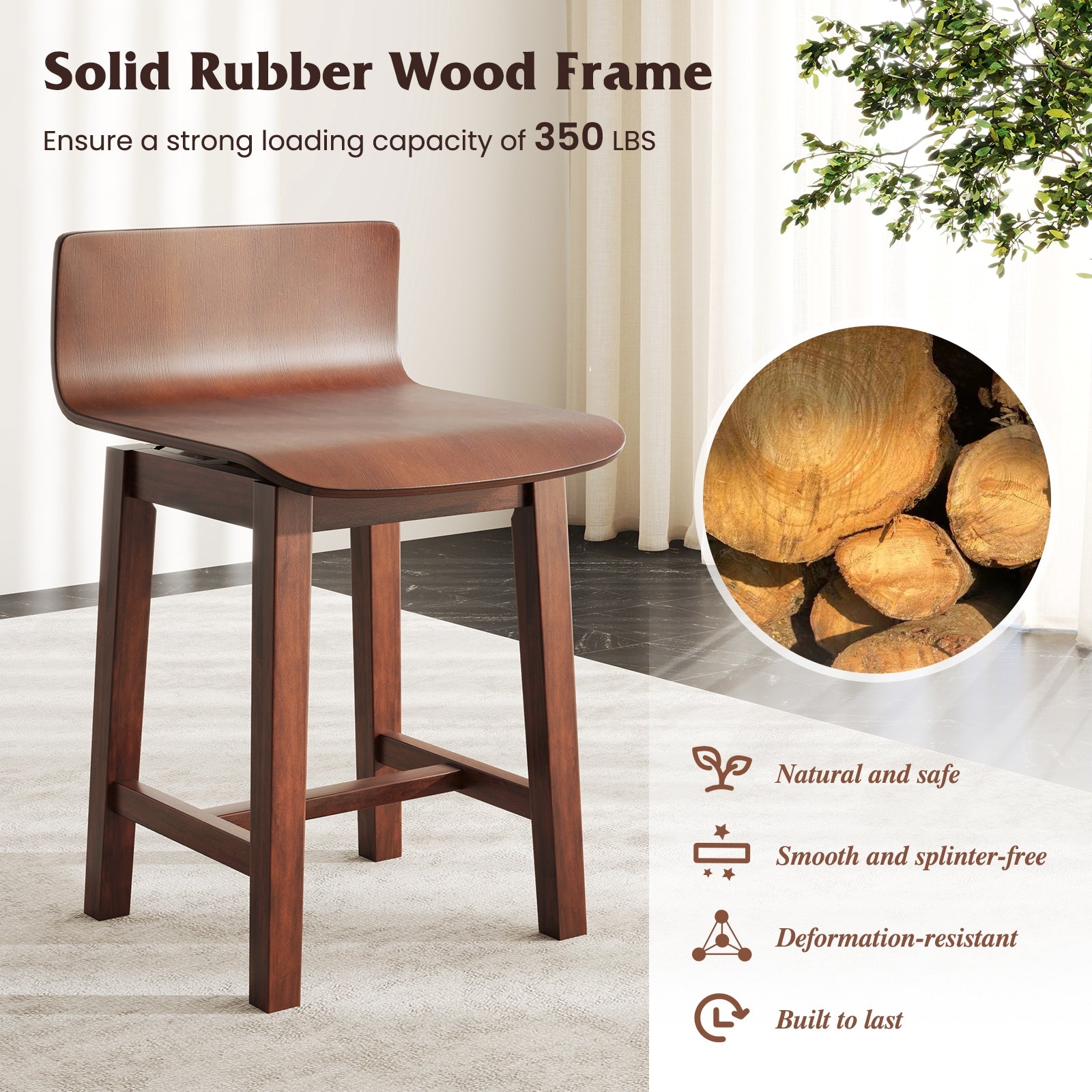 Swivel Dining Chair Set, Low Back Curved Seat, Walnut Dining Chairs at Gallery Canada