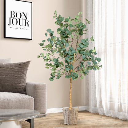 5.5 Feet Artificial Eucalyptus Tree, 517 Silver Dollar Leaves, 2 Piece Faux Plants at Gallery Canada