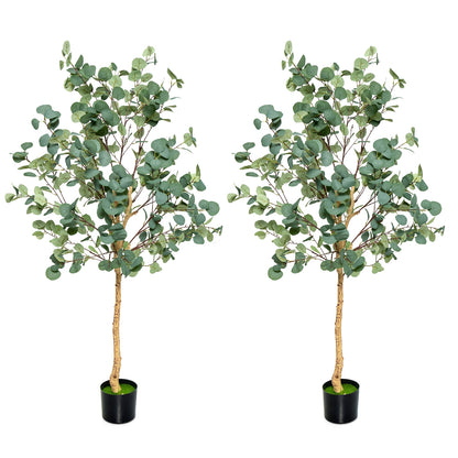 5.5 Feet Artificial Eucalyptus Tree, 517 Silver Dollar Leaves, 2 Piece Faux Plants at Gallery Canada