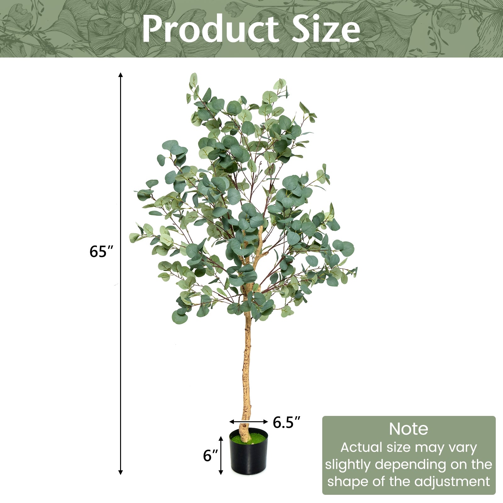 5.5 Feet Artificial Eucalyptus Tree, 517 Silver Dollar Leaves, 2 Piece Faux Plants at Gallery Canada