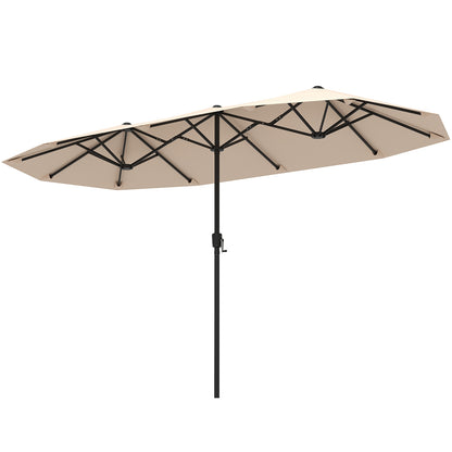 13 FT Large Patio Umbrella, Double-Sided Table Market, Beige Outdoor Umbrellas Beige at Gallery Canada