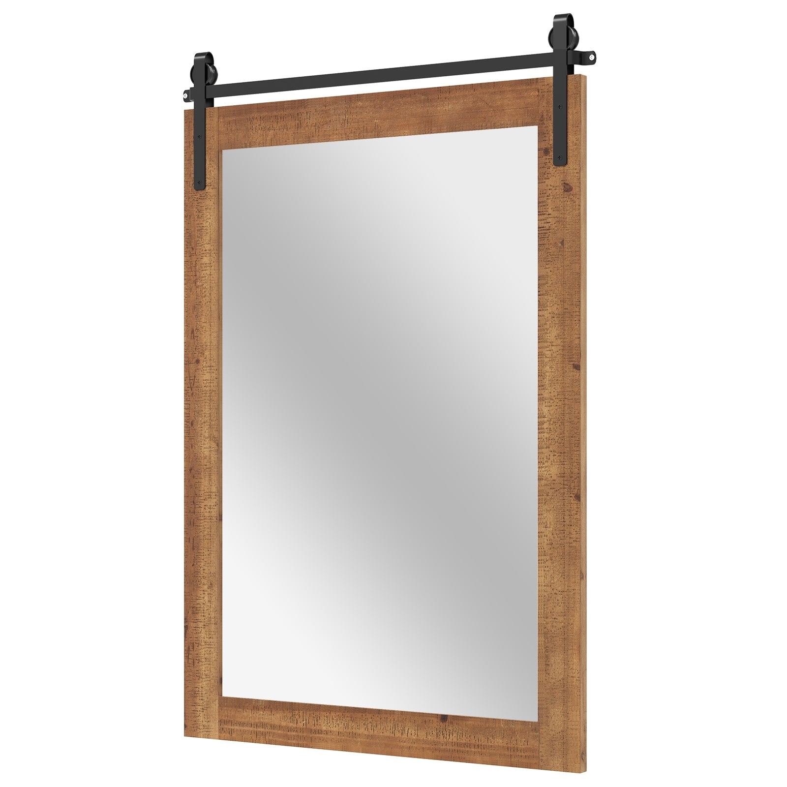 Rustic Wood Frame Barn Door Wall Mirror, Brown Wall Mirrors Brown at Gallery Canada
