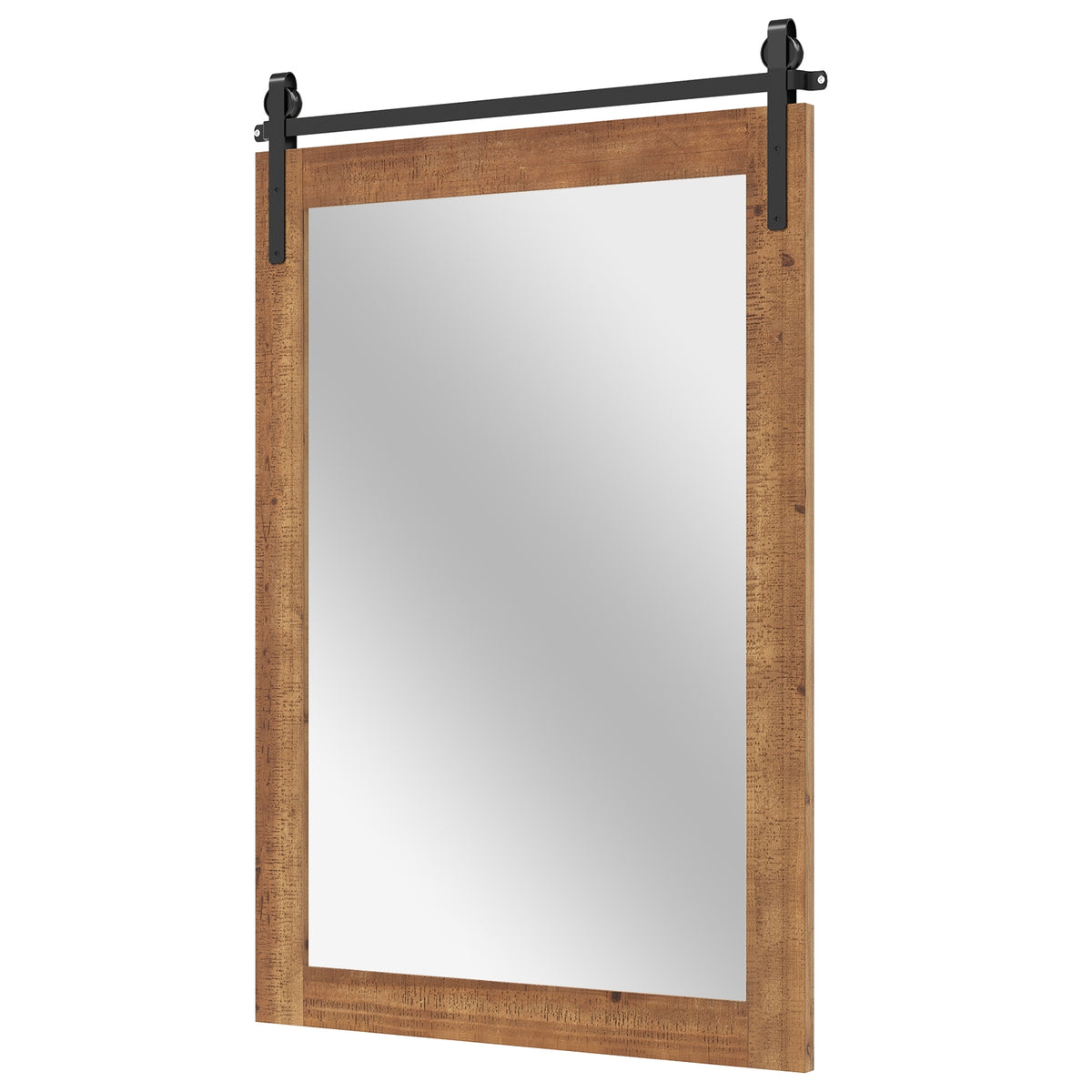 Rustic Wood Frame Barn Door Wall Mirror, Brown Wall Mirrors Brown at Gallery Canada