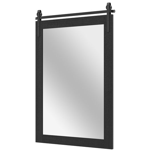 Rustic Wood Frame Barn Door Wall Mirror, Black Wall Mirrors Black at Gallery Canada