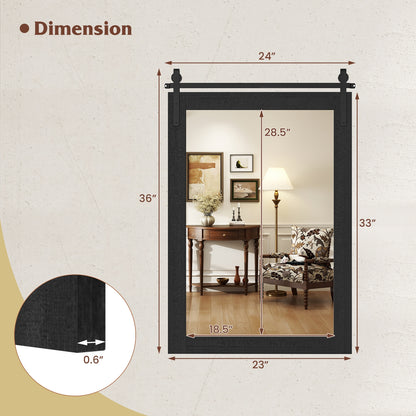 Rustic Wood Frame Barn Door Wall Mirror, Black Wall Mirrors at Gallery Canada