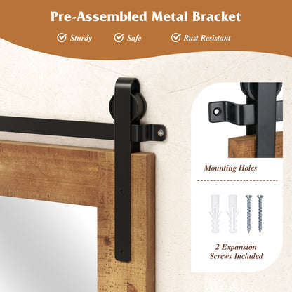 Rustic Wood Frame Barn Door Wall Mirror, Brown Wall Mirrors at Gallery Canada