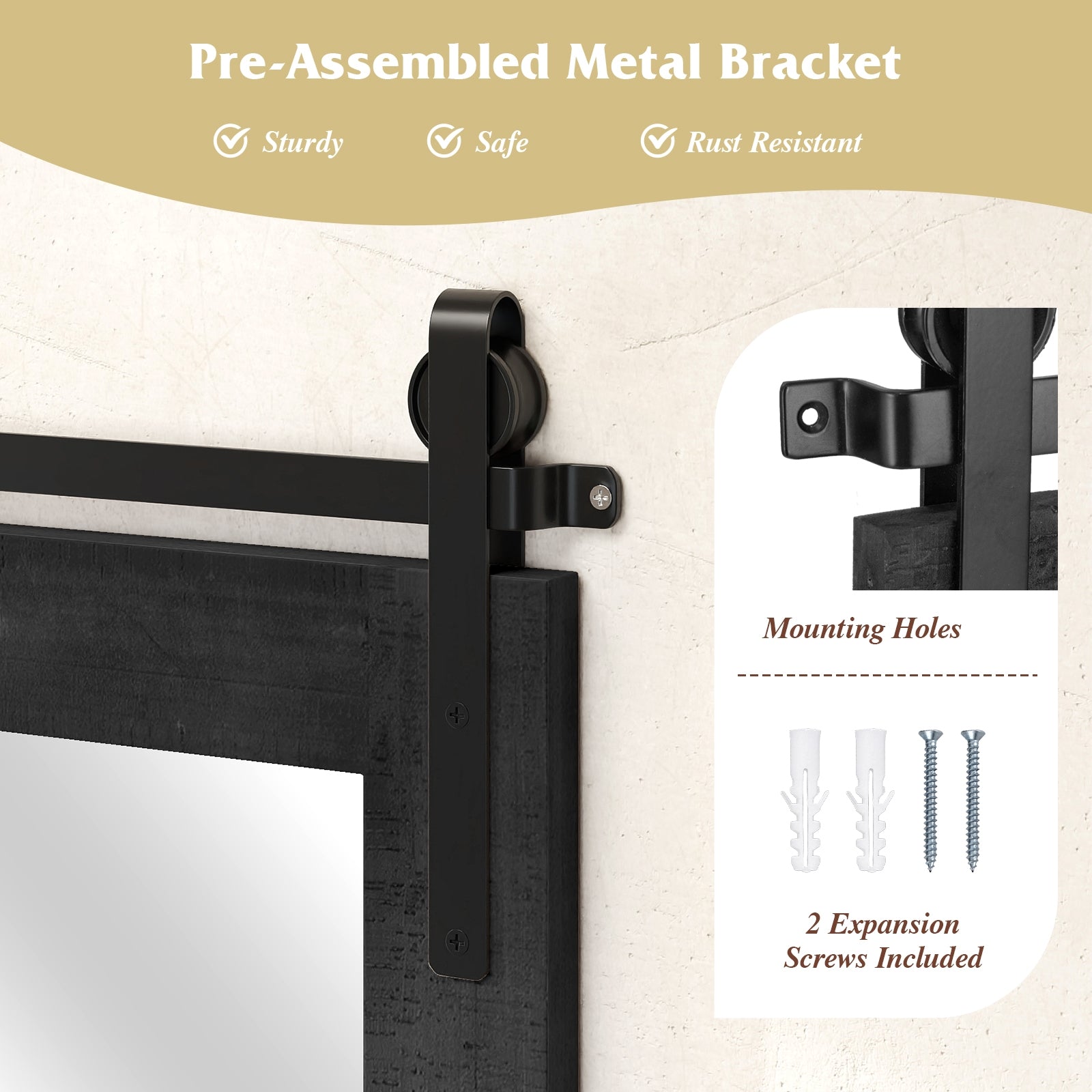Rustic Wood Frame Barn Door Wall Mirror, Black Wall Mirrors at Gallery Canada