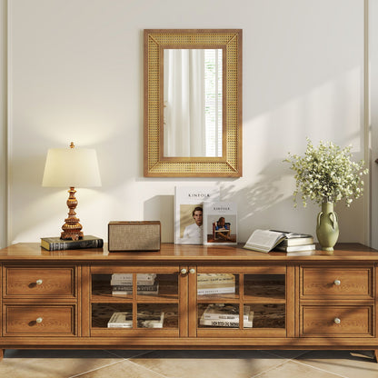 Rattan Decorative Wall Mirror, Wooden Frame, Natural Wall Mirrors at Gallery Canada