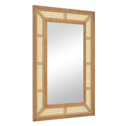 Rattan Decorative Wall Mirror, Wooden Frame, Natural Wall Mirrors at Gallery Canada