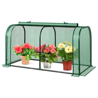 Mini Tunnel Greenhouse, Roll-Up Zipper Door, Green Greenhouses at Gallery Canada